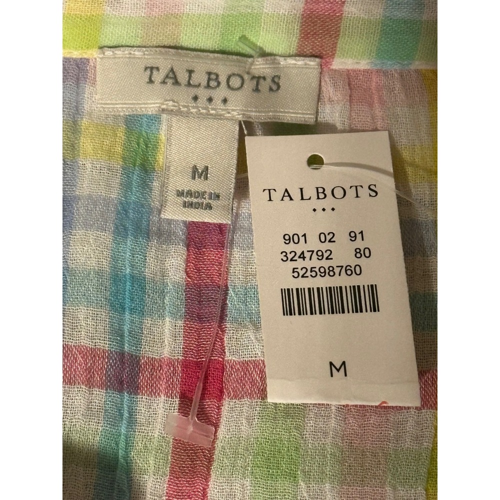 Talbots Womens Plaid Button Down Shirt Multicolor‎ Lightweight Cotton Medium - Picture 3 of 6
